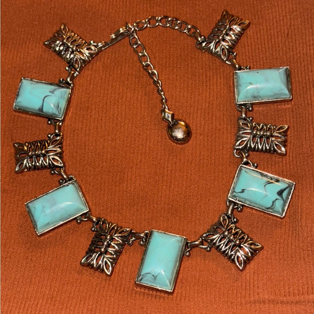 Turquoise and Silver VTG Statement Necklace
